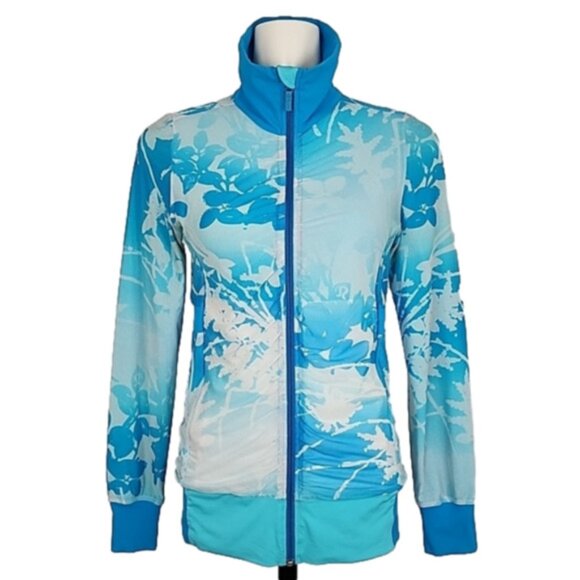 Lululemon Raja Reversible Periwinkle Blue Floral Print Track Jacket Size 6 - Picture 5 of 13